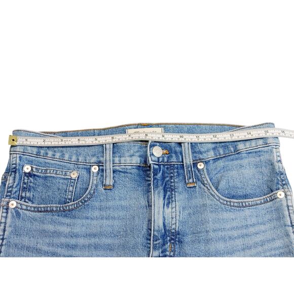 Madewell Cali Demi Boot Jeans Blue Denim Frayed Hem Mid Rise Womens 30P - Picture 5 of 7